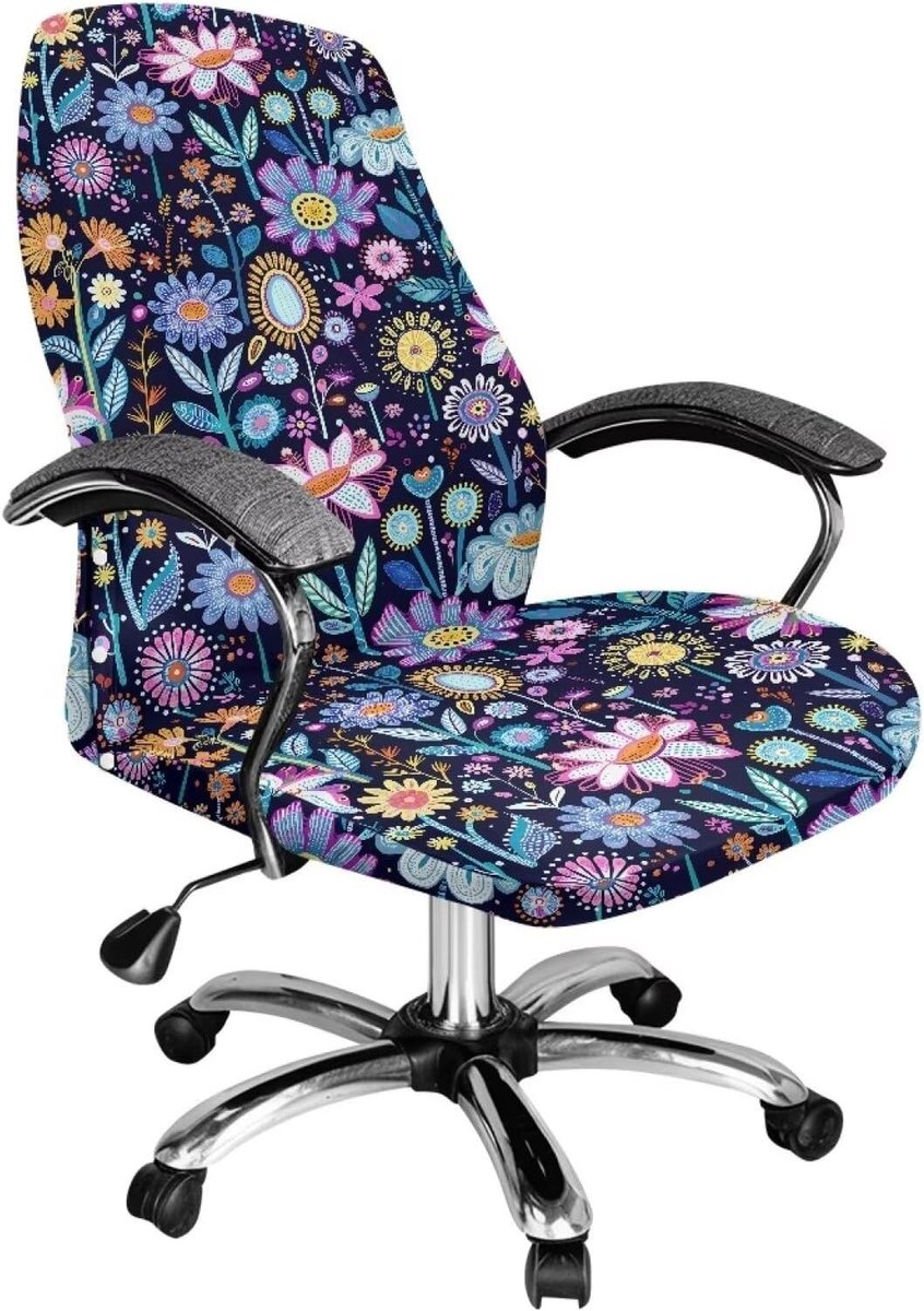 Abstracte Boho Bloemenprint Stoelhoezen voor Kantoorstoelen, Rekbare Bescherming voor Bureaustoelen, Stof- en Vuilbestendige Hoezen voor Thuis en Kantoor