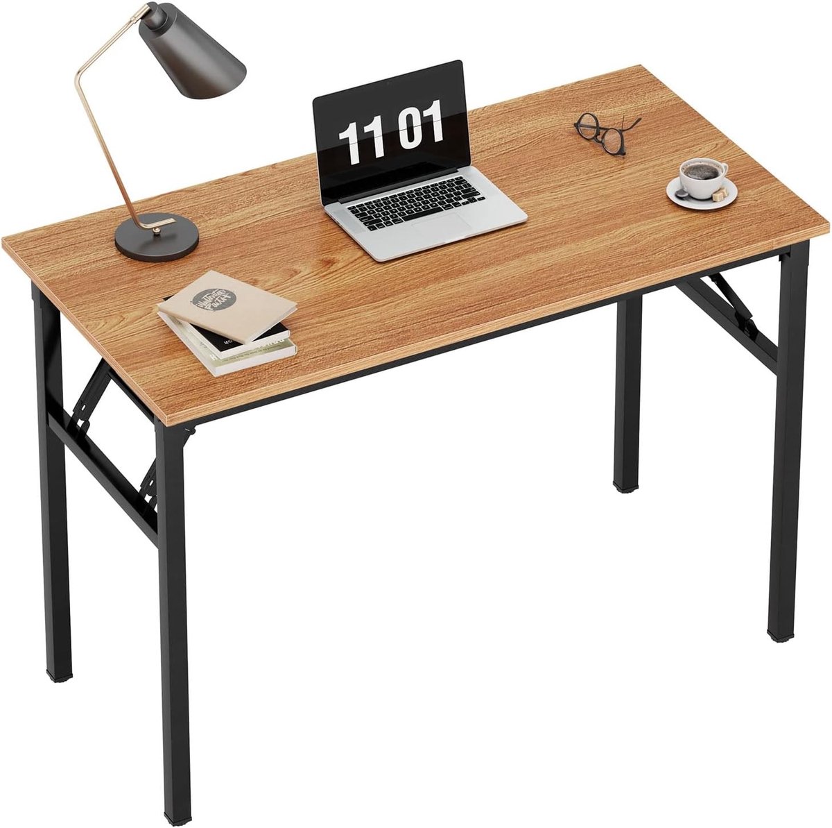 Vouwtafel 80x40 cm - Teak & Zwart - Ruimtebesparend ontwerp - Ideaal als bureau of eettafel - ShopVlot