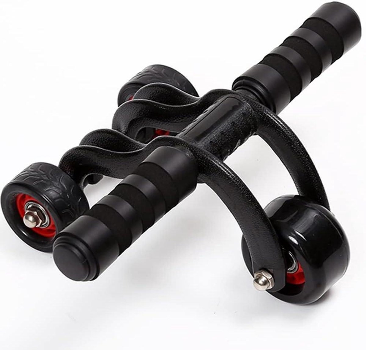 Buikwiel met 3 Wielen - Abdominale Roller - Buikspieroefening - Stil en Vloervriendelijk - Standaard - Zwart