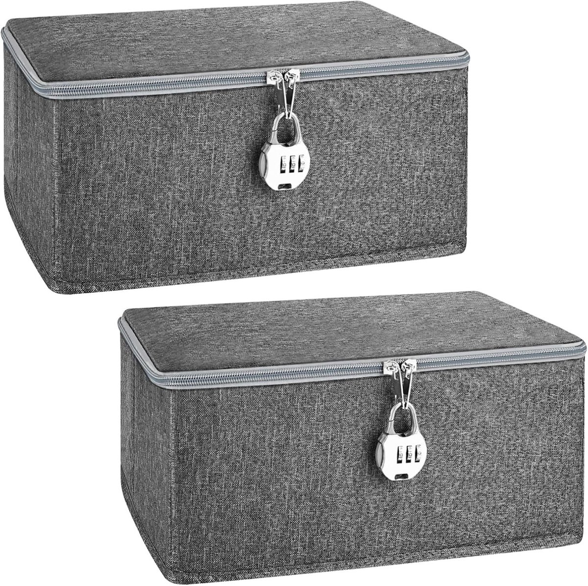 Set van 2 Vergrendelbare Opbergdozen met Stoffen Deksel, Veiligheidsbox voor Snoep en Medicijnen, Ideaal voor Kledingopslag (30 x 20 x 14 cm)