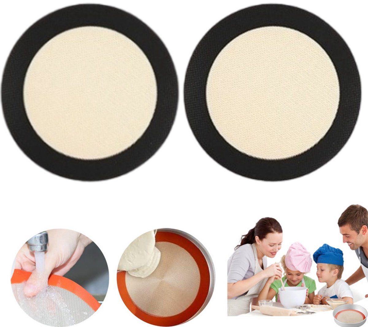 2 bakmatten – Siliconen bakmat - Hittebestendig tot 250 graden-42 x 29,5 cm – Ovenmatten – Mat voor het verplaatsen van brood–Bakmat voor koekjes–Standaard ronde bakmat -Siliconen Bakmat-Duurzaam & Herbruikbaar-Antikleef-Bakpapier alternatief