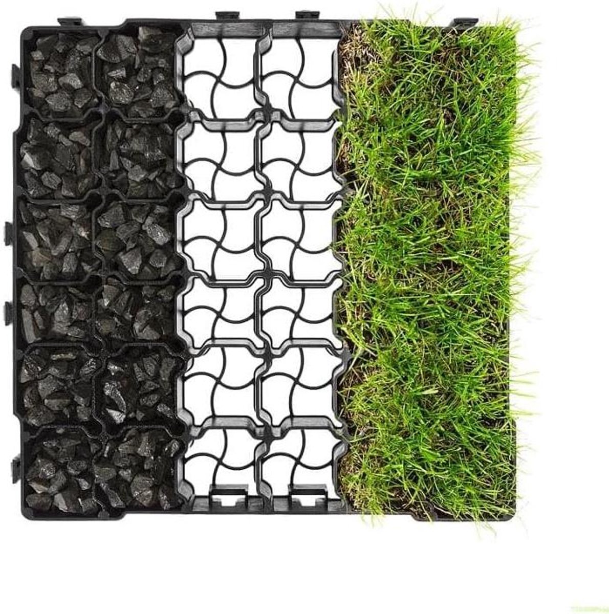 Grasrooster - Grindmat Tegels - Stabiliseren Ondergrond - Hoge Waterdoorlatendheid - 38.5x38.5 cm - Zwart
