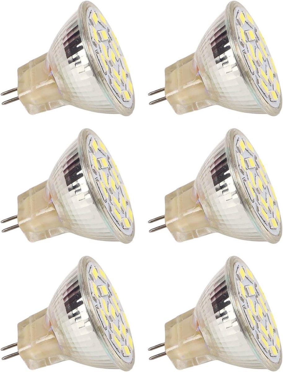 Ceramische GU4 Lampvoet voor LED Lampen - 12V 3W Halogeen Equivalent - Set van 6 Witte Lichten met 270LM Helderheid