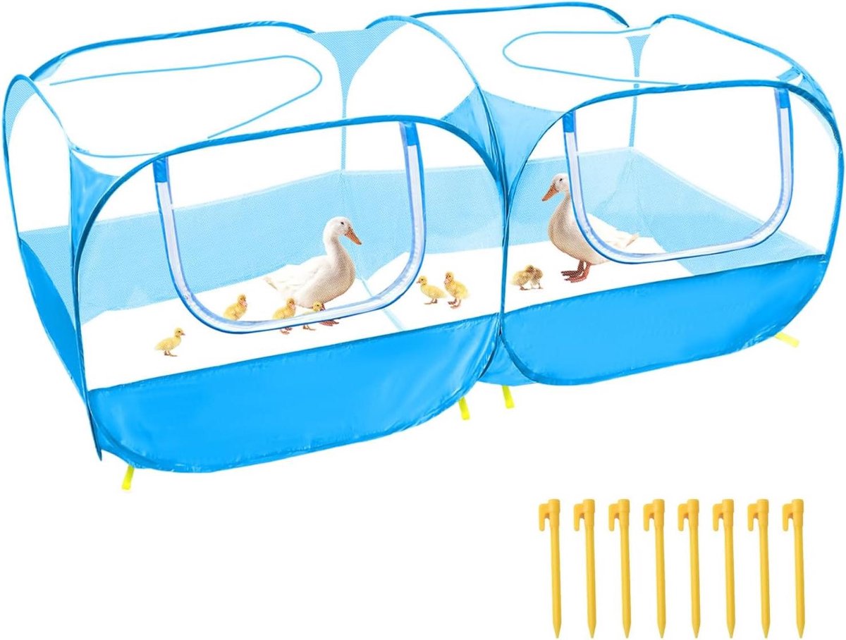 Kleine Dierenren - Konijnenren - Veilig Spelen - Krasbestendig PVC - 175 x 85 x 65.5 cm - Hemelsblauw
