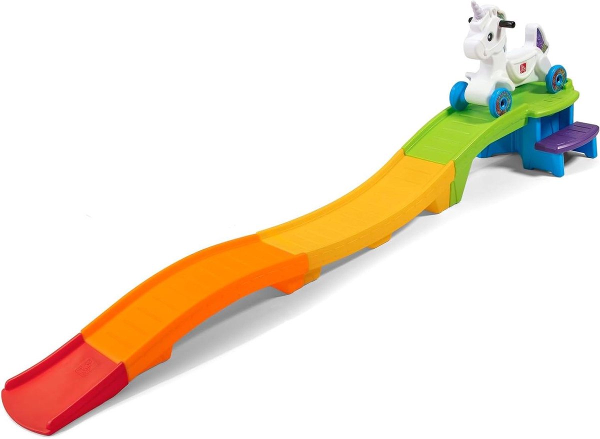 Kinderachtbaan Eenhoorn - Speelgoedachtbaan Loopauto - Actief Spelen - 2.74 Meter Baan - 68.6 x 279.4 x 32.4 cm - Meerkleurig