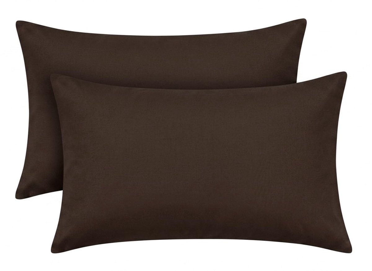 Kussenhoezen 40x60 cm 2-pack - Bruine microfiber kussenhoezen met ritssluiting