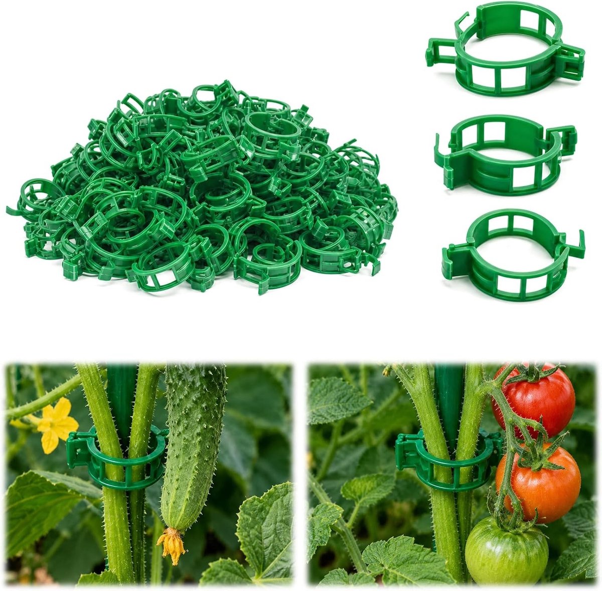 Plantenclips 100 stuks voor tomaten en klimplanten, kunststof klemmen voor bevestiging van groenten, ideaal voor tuinieren en plantenondersteuning