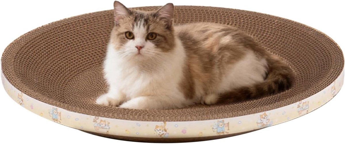 Krabplank voor katten - Krabmat karton - Kattenklauwen verzorgen - Met ronde hol - 40 cm - Natuurlijk