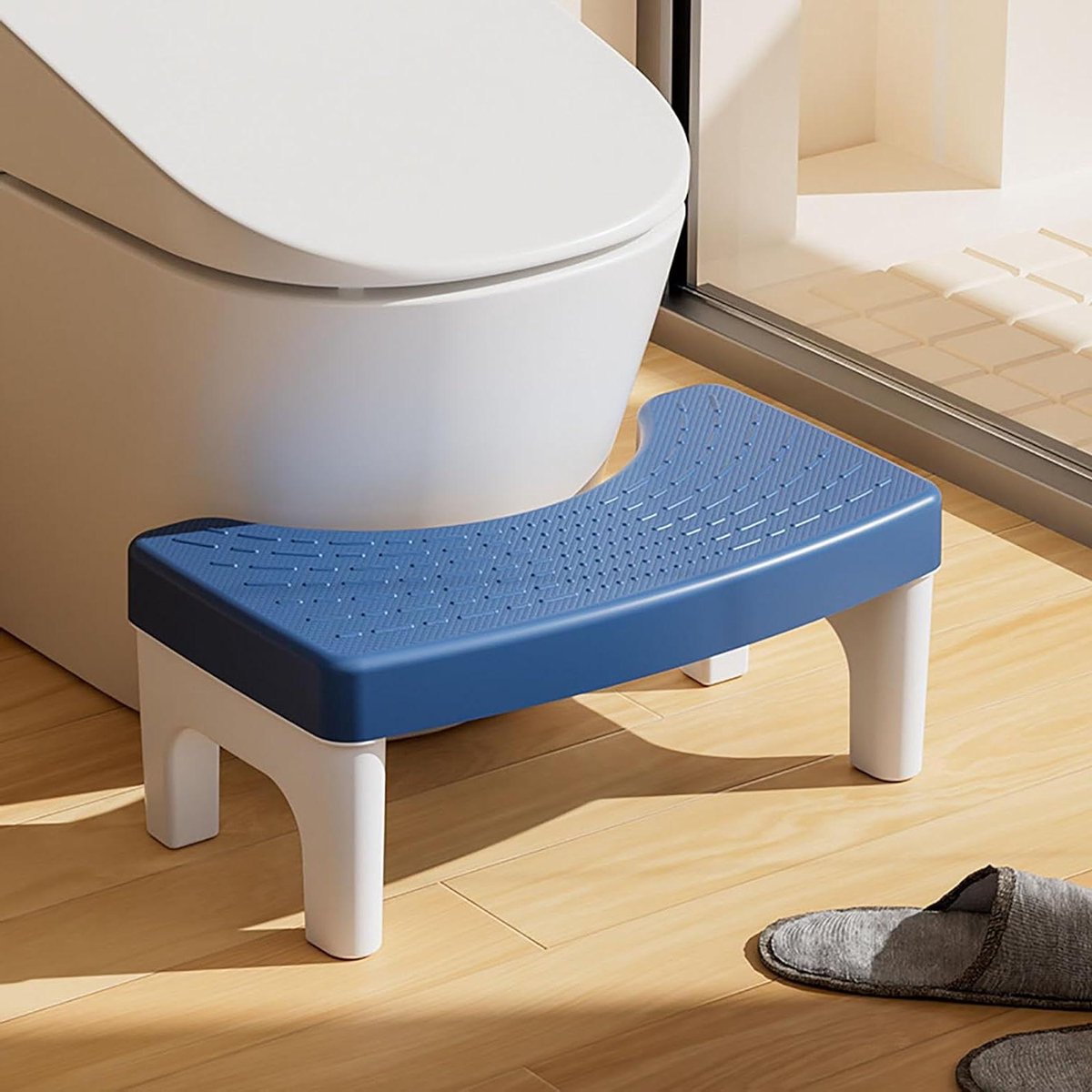 Toiletkruk - Hurkstoel Potje - Ontspannen Zitten - Anti-slip Ontwerp - 38x22x17 cm - Donkerblauw