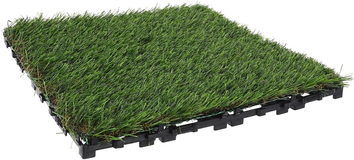 Kunstgras Tegels - Balkon Vloer - Tuin Decoratie - Interlock Systeem - 35 x 35 cm - Groen