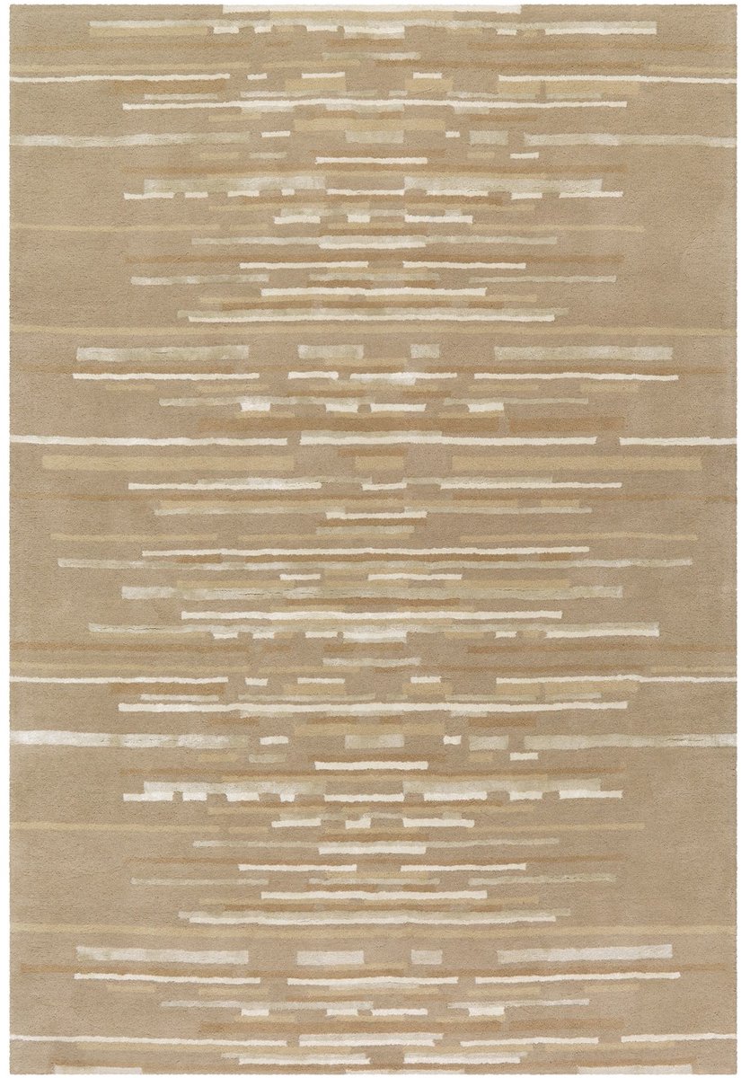 Padiro laagpolig vloerkleed 170 x 240 cm - beige - modern abstract design - geschikt voor vloerverwarming - van wol en viscose