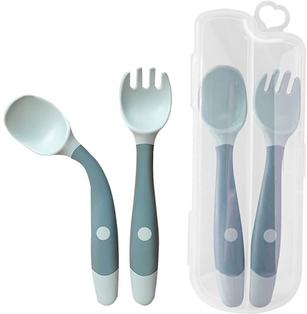 NTH products- Lepel-vorkset - Hittebestendig - Opvouwbaar - Baby bestek - Siliconen - Veilig PP-materiaal - Geschikt voor zelfvoeding - Babybestek