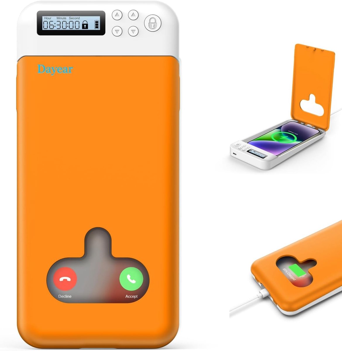 Telefoonkluis - Oranje - Max 6,7 Inch - ABS Materiaal - Mobiele Telefoon Lockbox met Timer voor Focus en Zelfcontrole