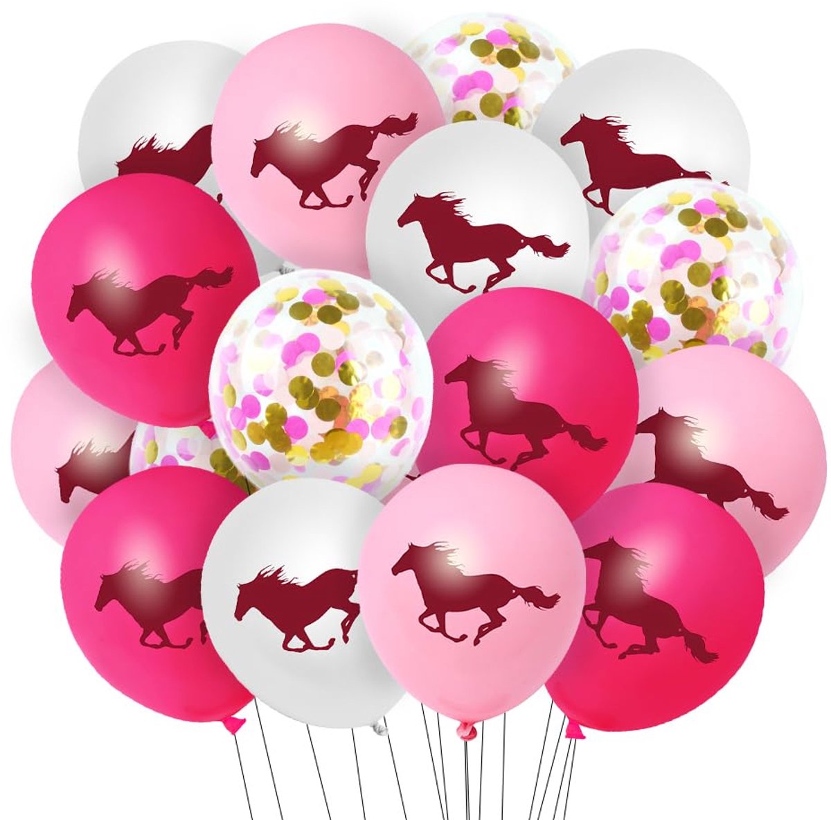 Latex ballonnen 12 inch - roze witte confetti - paardenthema - perfecte feestdecoratie - ShopVlot