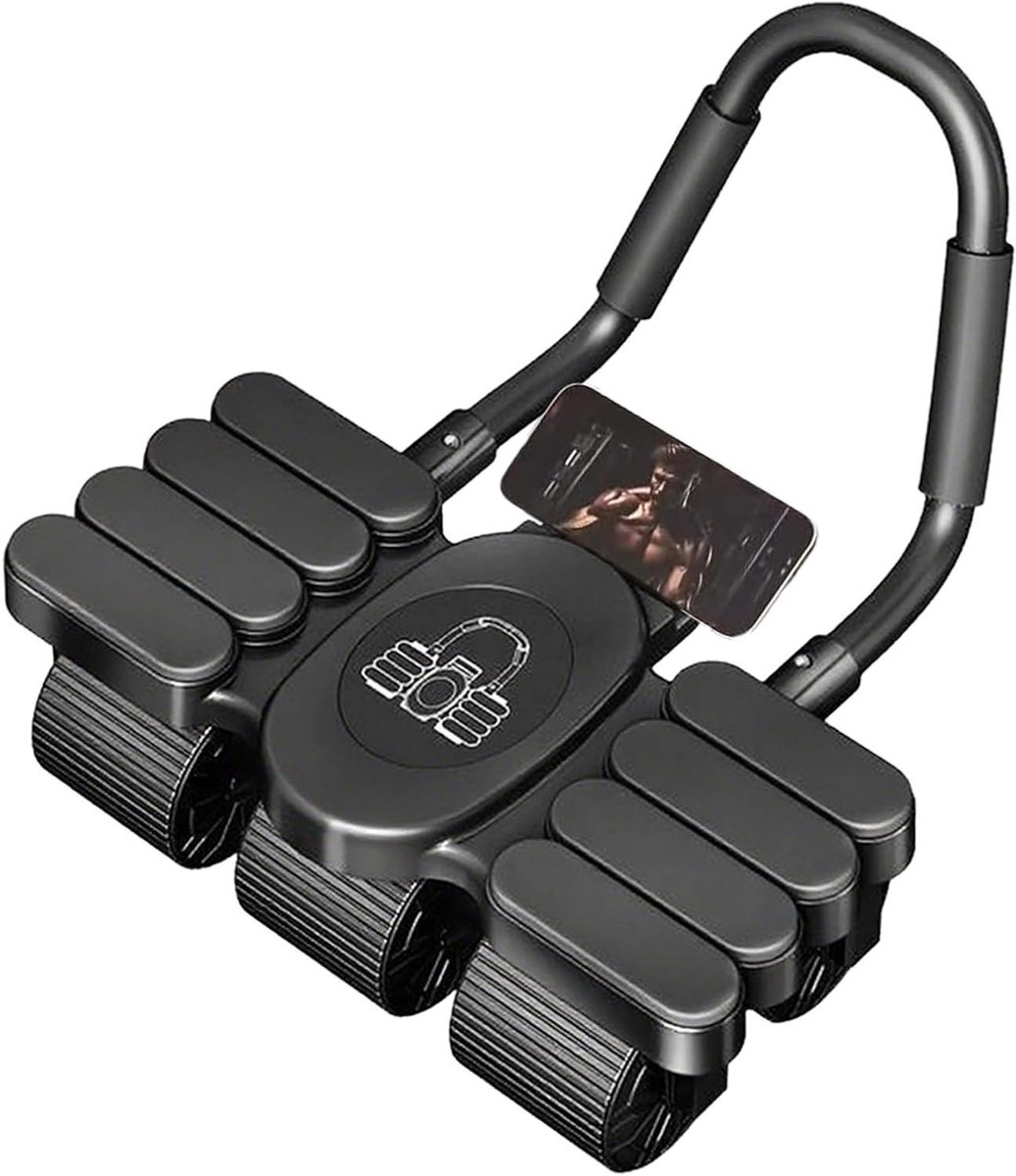 Ab Roller Wiel - Buikspierroller Core Trainer - Buikspieren Trainen - Automatische Terugvering - 6 Wielen - Zwart