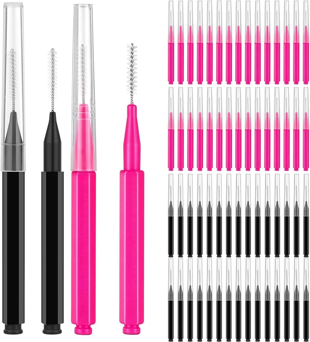 60 Stuks Micro Wenkbrauwborstels, Draagbare Wenkbrauw Lamineren Borstel, Multifunctionele Wenkbrauw en Wimper Tools voor Perfecte Make-up en Styling