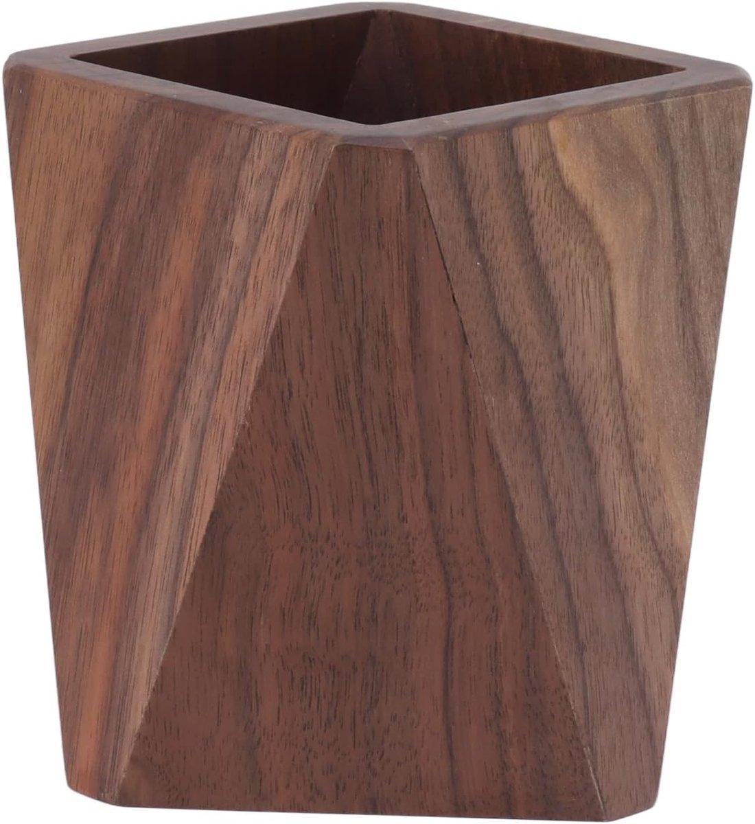 Grote houten pennenhouder met moderne hoekige vorm, ideaal voor keuken, kantoor en thuisgebruik, perfect als kerst- of nieuwjaarscadeau