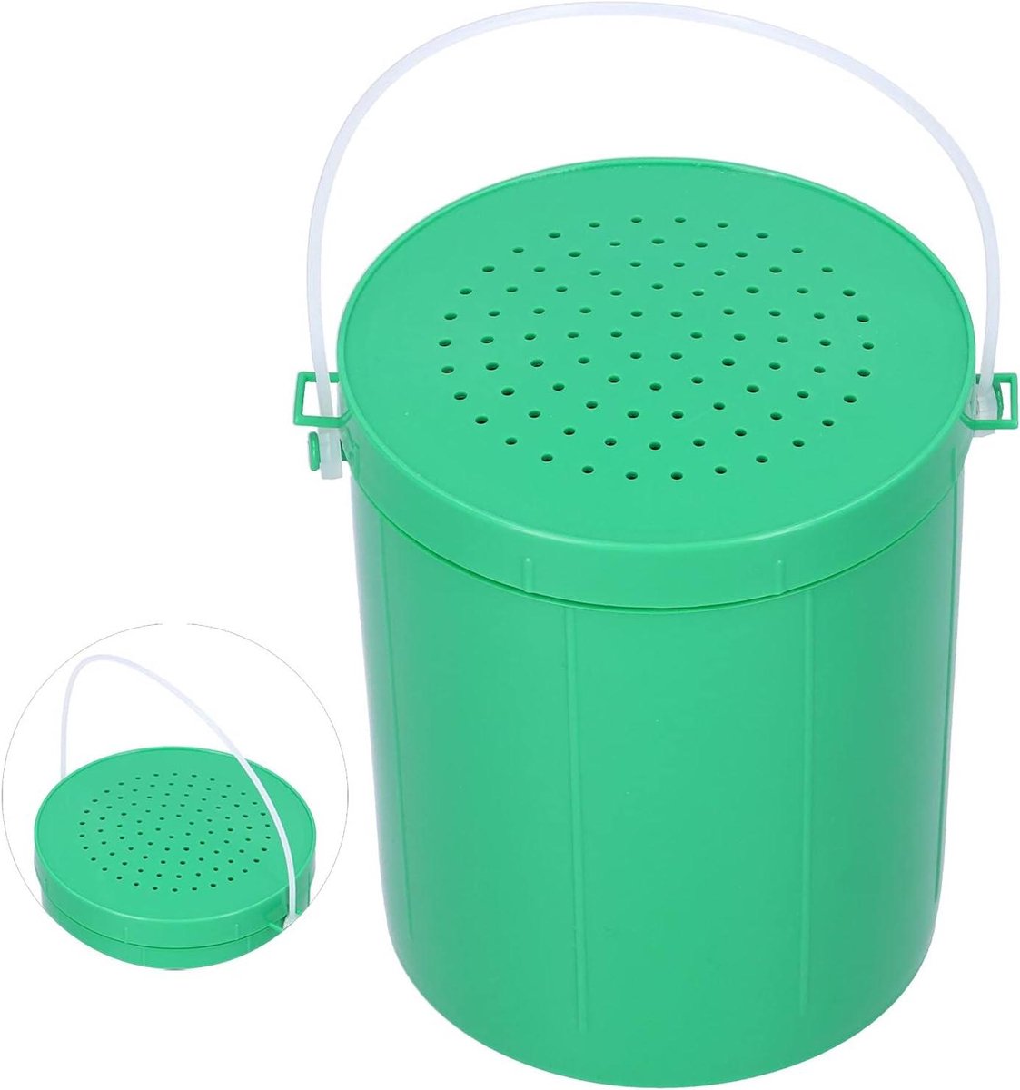 Visaas Emmer - Aas Container - Buitenvissen - Ademend Deksel - 13x11x10 cm - Groen