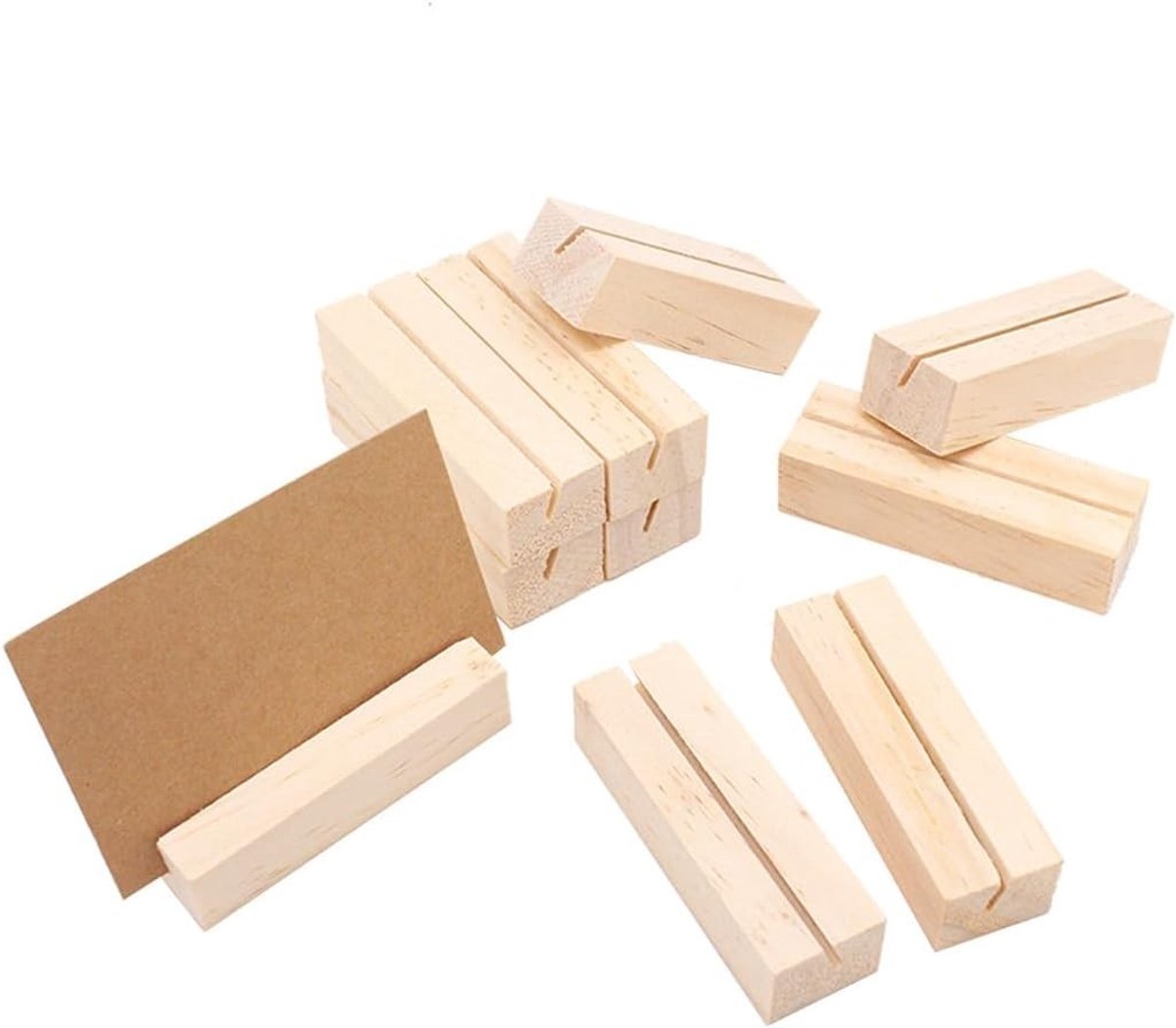 Tafel Kaarthouders - Natuurlijk Hout - 7 x 2,3 x 1,7 cm - Robuuste Standaard - Voor Bruiloften en Feesten