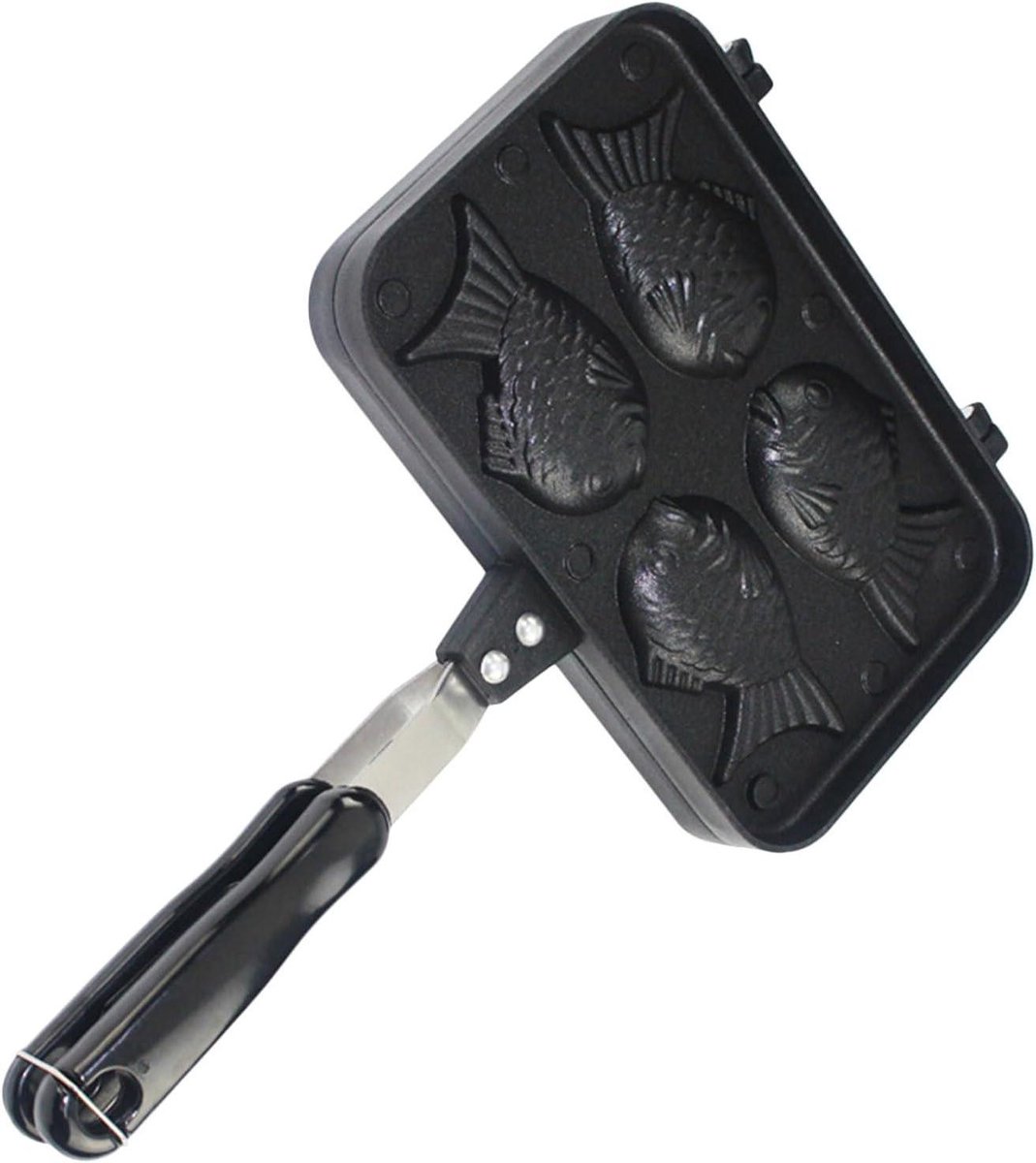 Wafelijzer Visvorm - Pannenkoekenpan Bakvorm - Creatief Bakken - Non-stick Coating - 34.5 x 24 cm - Zwart