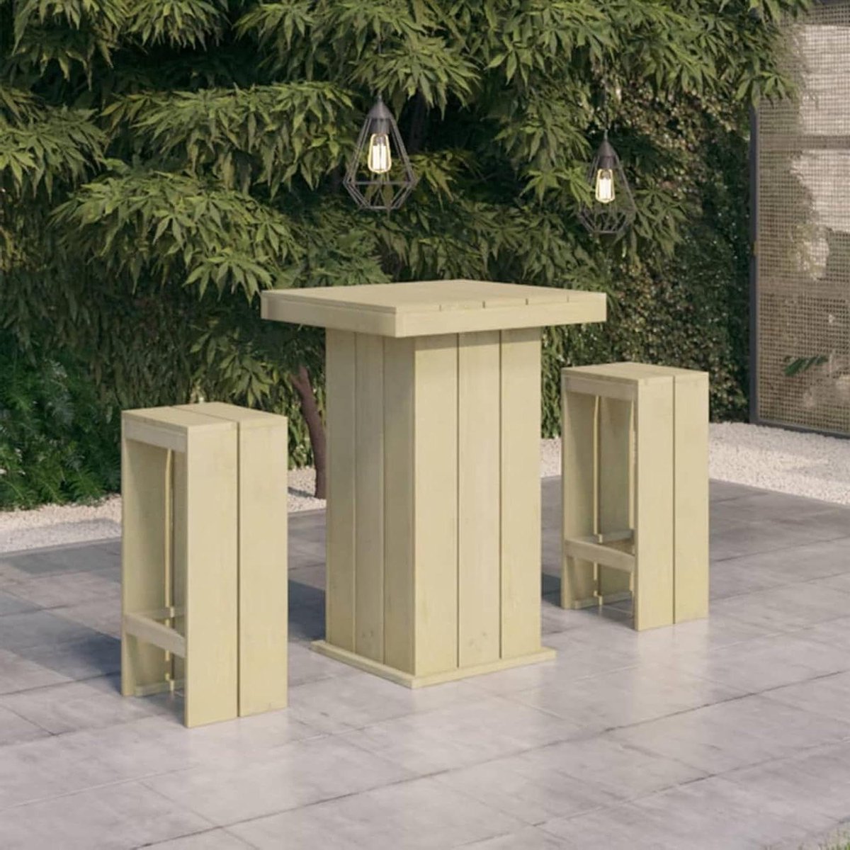 Tuin barset - Balkonset Bartafel - Buiten genieten - Groen geïmpregneerd - 110 x 30 x 11 cm - Houtkleur