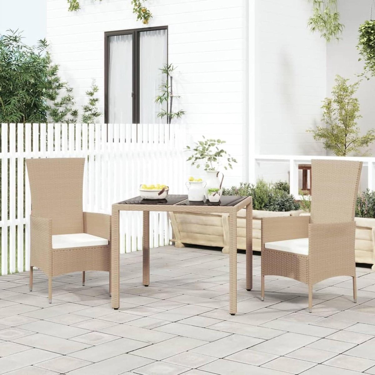 Tuin Eettafel - Balkon Tafel Buffet - Buiten Dineren - Waterbestendig Design - 90 x 90 x 75 cm - beige