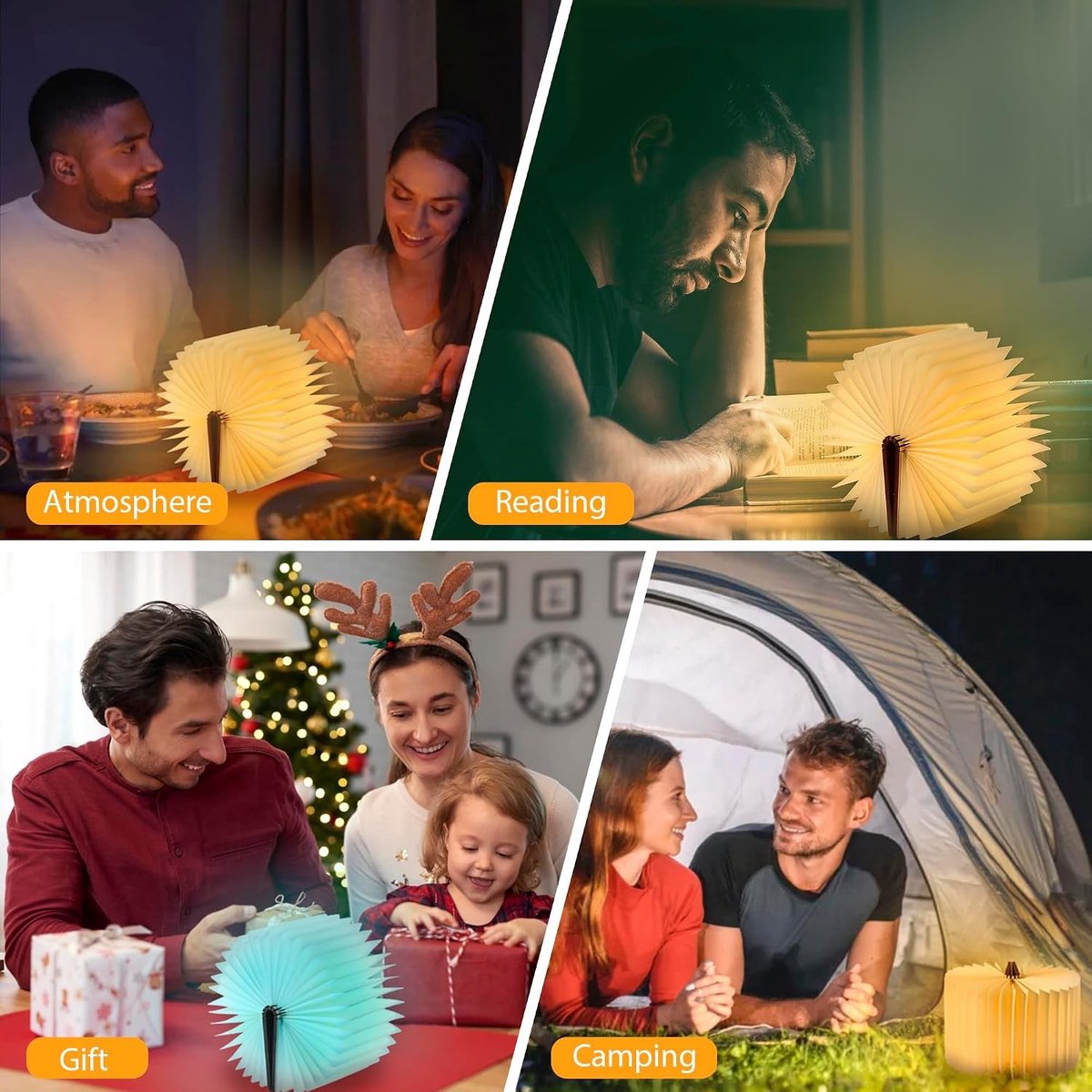 Leeslampje voor boek - Walnoot - Oplaadbaar magnetisch opvouwbaar LED-licht - Draagbaar en met afstandsbediening — cadeau in Gadgets - foto 6