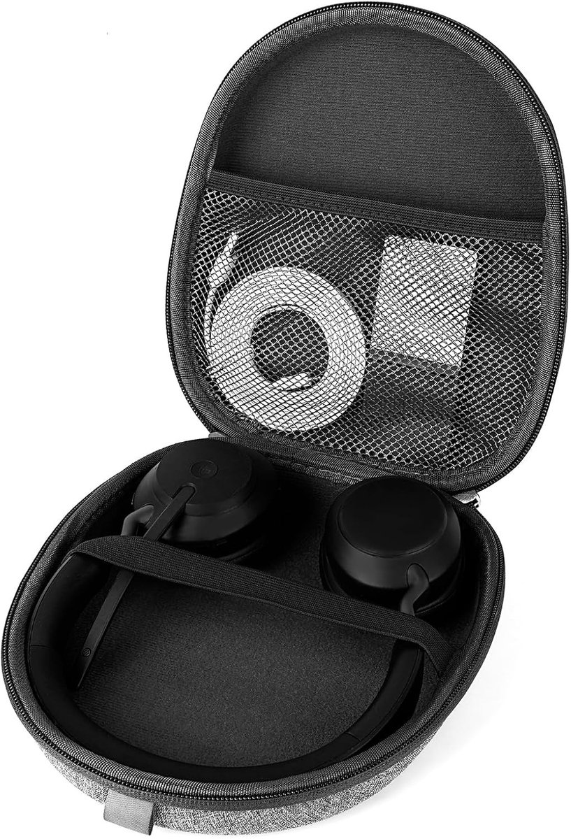 Beschermende Hardcase voor Hoofdtelefoons met Opbergruimte voor Kabel en Oplader - Ideaal voor Jabra, Skullcandy, Mpow, Shure en Sennheiser (Grijs)