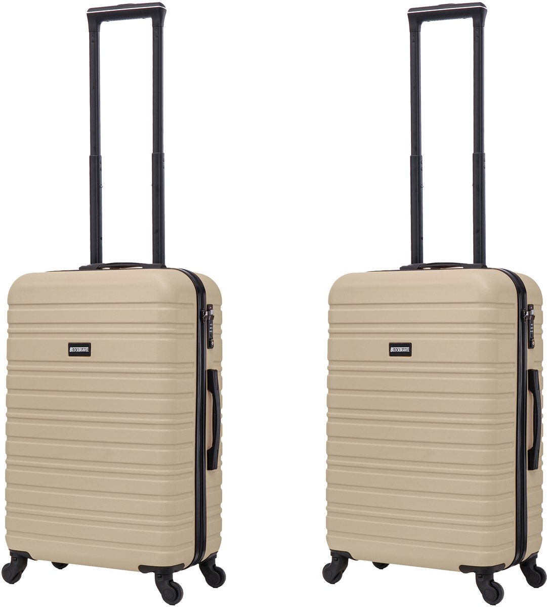 BlockTravel® Kofferset 2 Delig - Koffer met Wielen - Reiskoffer Handbagage - Handbagage Trolley - Valies Set - 39 Liter - Inbouw TSA Slot - Afneembare 360º Wielen - Lichtgewicht ABS - Champagne