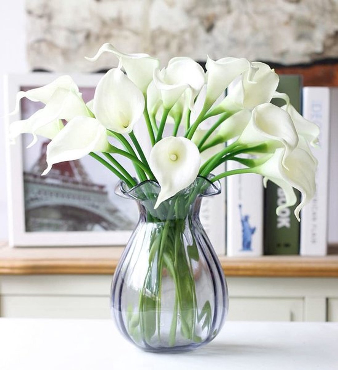 Calla Leliebloemen 10 Stuks - Kunstbloemen Voor Binnen - Decoratie Voor Bruiloft - Kunstboeket - Zijde - 33 cm Groot