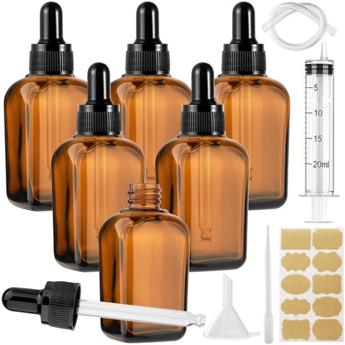 Pipetflesjes 100 ml - Herbruikbare Glazen Fles - Vierkant Ontwerp - Bruine Glazen Fles - Stabiel en Veilig - Geschikt voor Essentiële Oliën - Druppelfles