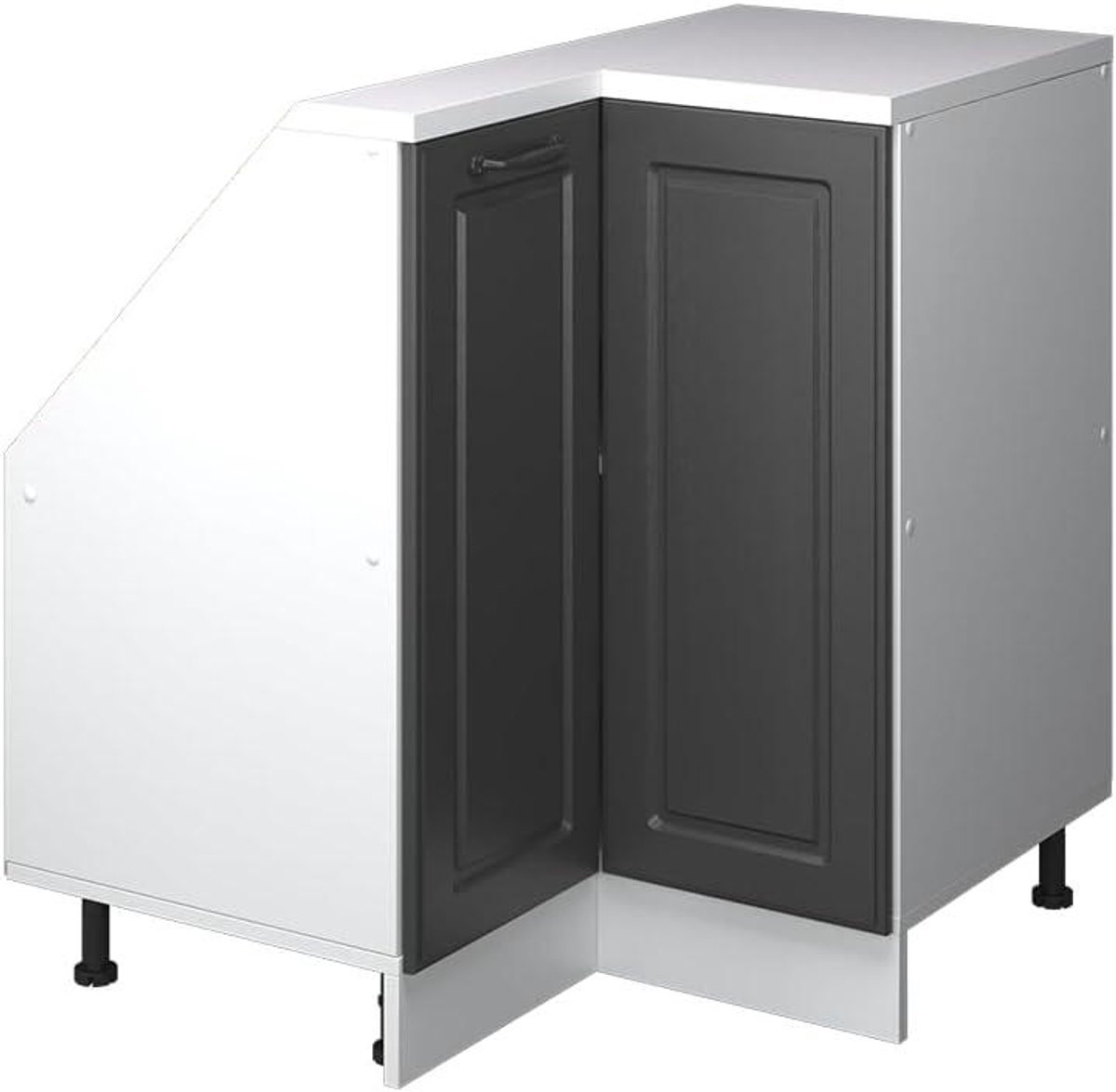 Hoekkeukenkast schuine wand - Kast schuin dak - Keuken opbergen - Ruimtebesparend ontwerp - 75.6 cm breed - Antraciet landhuis