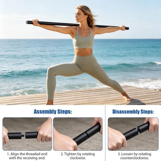Verstelbare Yoga Stok Set van 4 Stukken | Ideaal voor Flexibiliteit, Balans en Rugtraining met Schuimgrepen van 30/45/60 — afbeelding 4