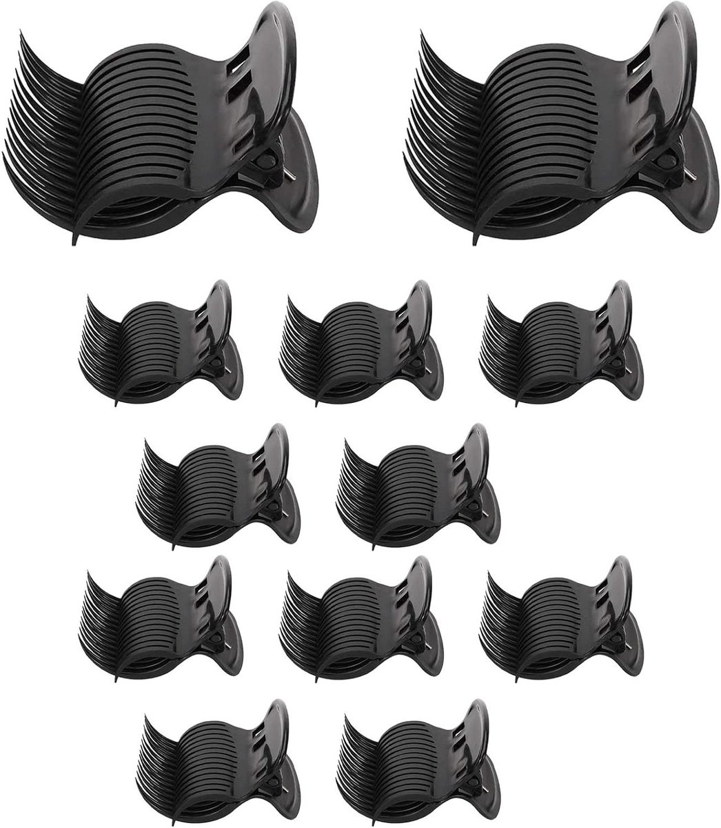 Haar Roller Clips - Krultang Klauwen - Haar Styling - Hittebestendig Plastic - 12 Stuks - Zwart