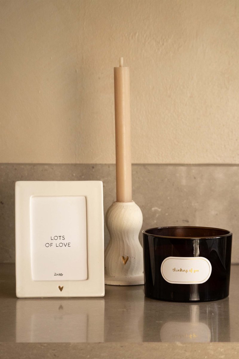 Zusss Candle Holder Ceramic Heart Organic Keramiek White / Gold