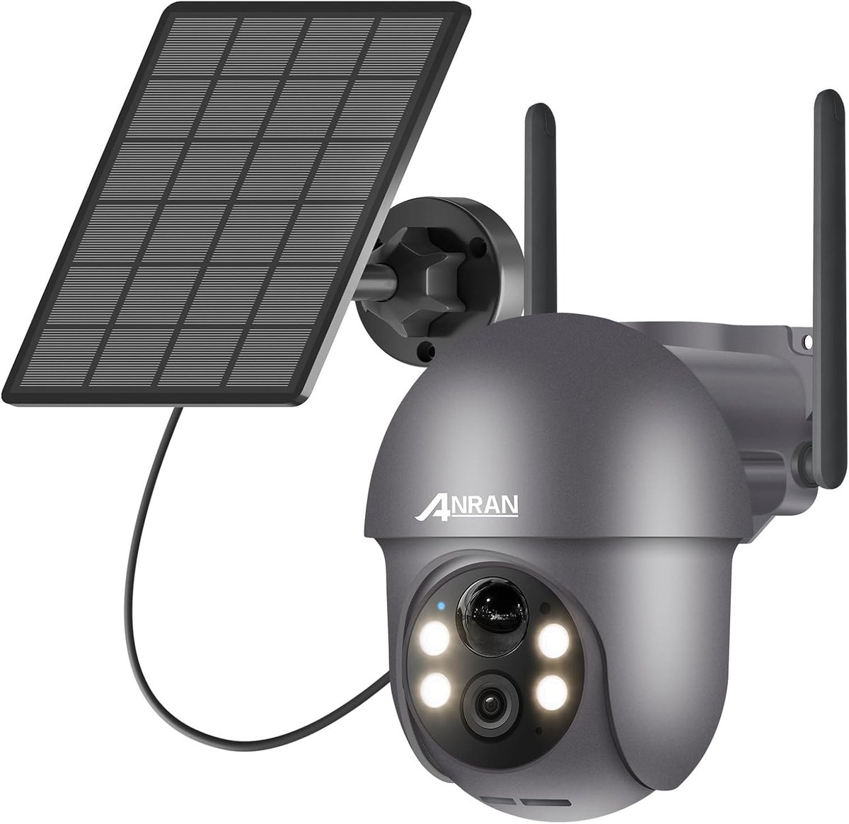 Wildcamera - Grijs - Draadloos met Zonnepaneel - 360 Graden Draaibare Batterijcamera met Bewegingssensor en Nachtzicht