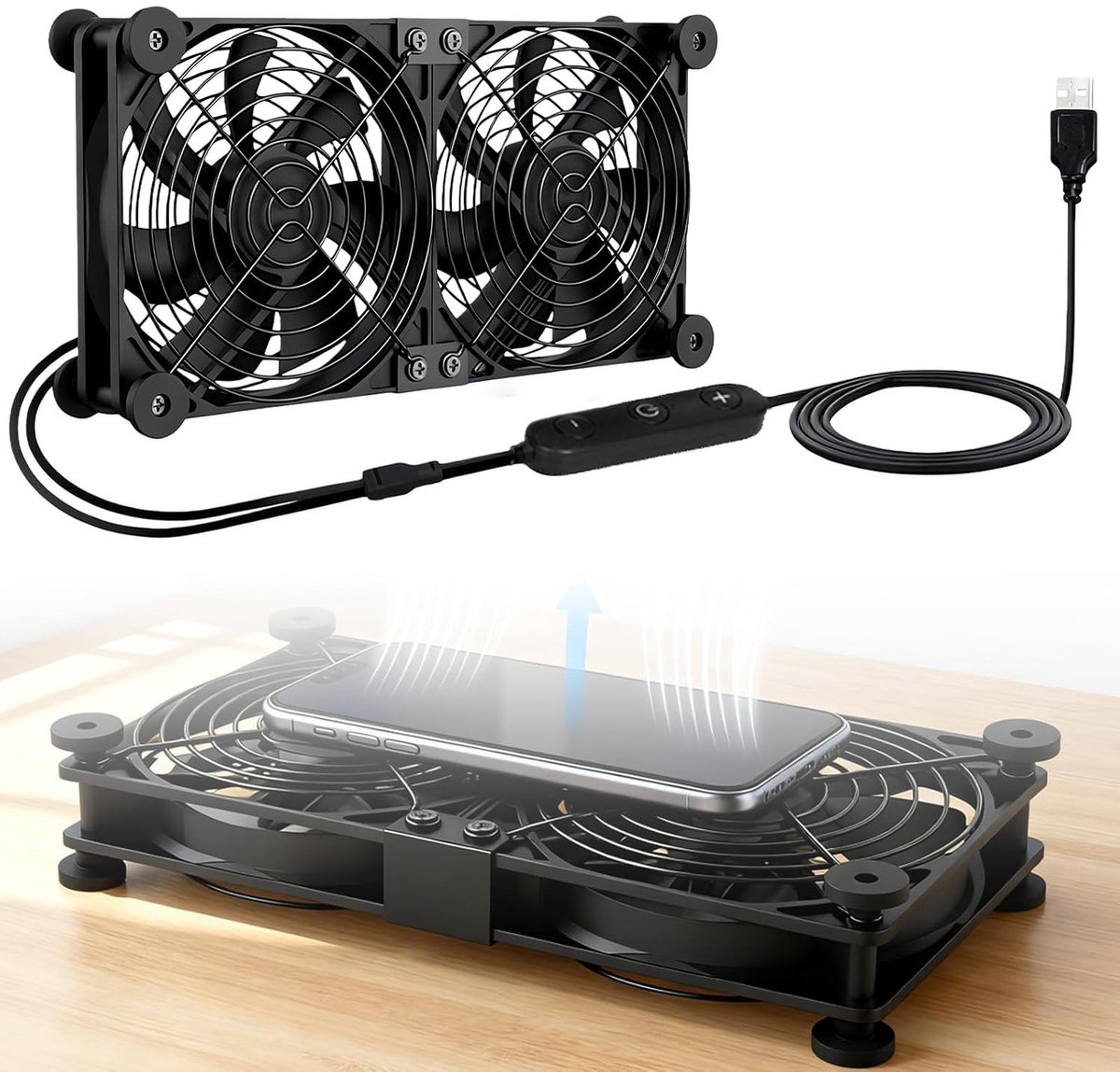 Koelventilator - Zwart - 12 x 12 x 12 cm - Borstelloze Ventilator met Snelheidsregeling - Voor Computers en Behuizingen