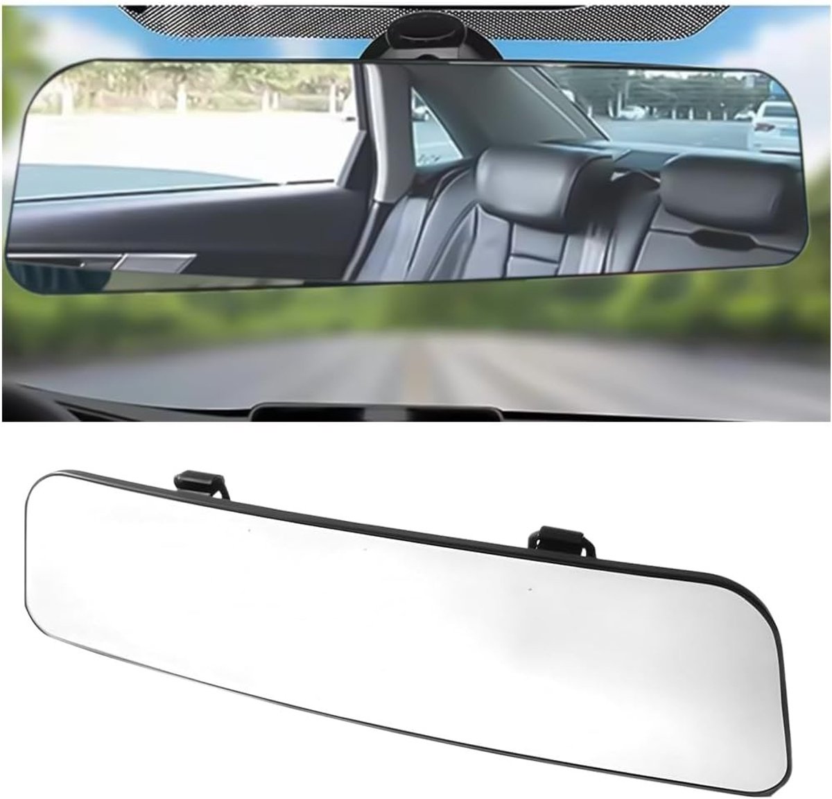 Dodehoekspiegel - Wit - 30,5 x 8 cm - Gebogen Anti-Reflecterende Spiegel van ABS - Voor Auto's en SUV's