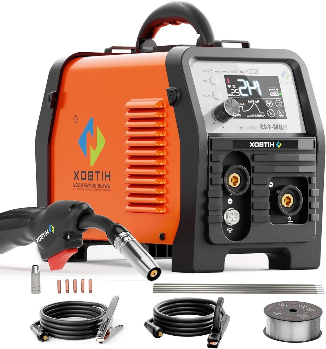 Draagbare MIG Lasapparaat - Lasapparaat Gasloos - Metaal Bewerken - 4-in-1 Multifunctioneel - 145A - Grijs