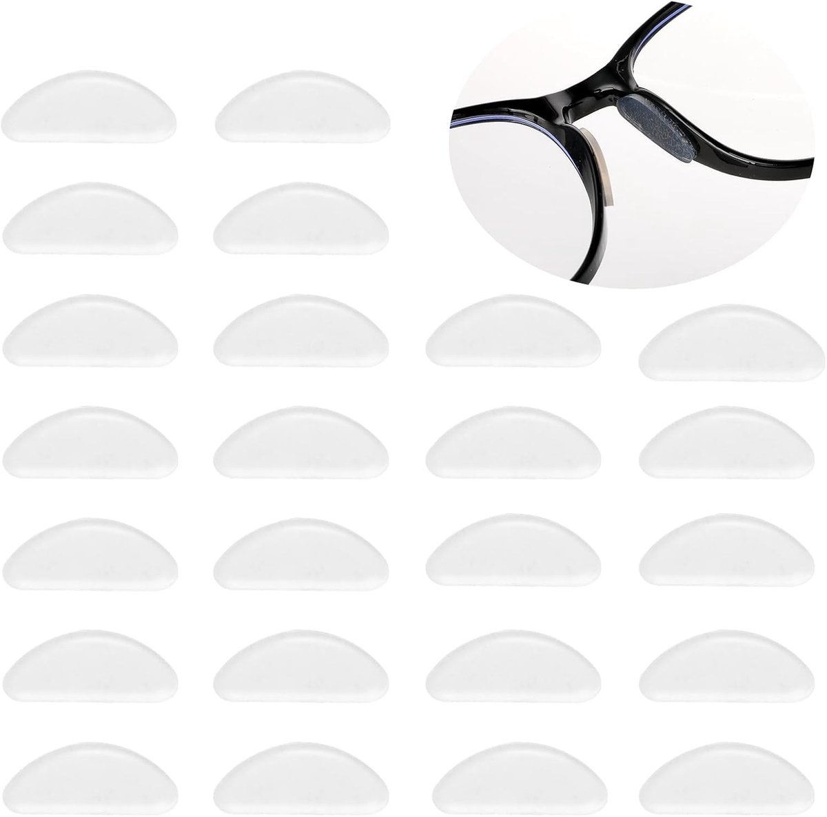 Zachte en comfortabele neuspads van silicone voor brillen - 12 paar niet-slip vervangingskits voor zonnebrillen en leesbrillen, transparant