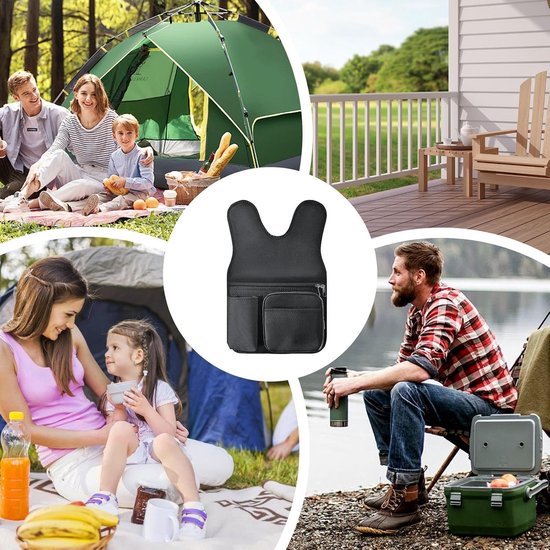 Zijorganizer Campingstoel - Stoeltas Armleuningtas - Outdoor Organisatie - Waterdicht Oxford Stof - 45 x 29.5 cm - Zwart — afbeelding 3