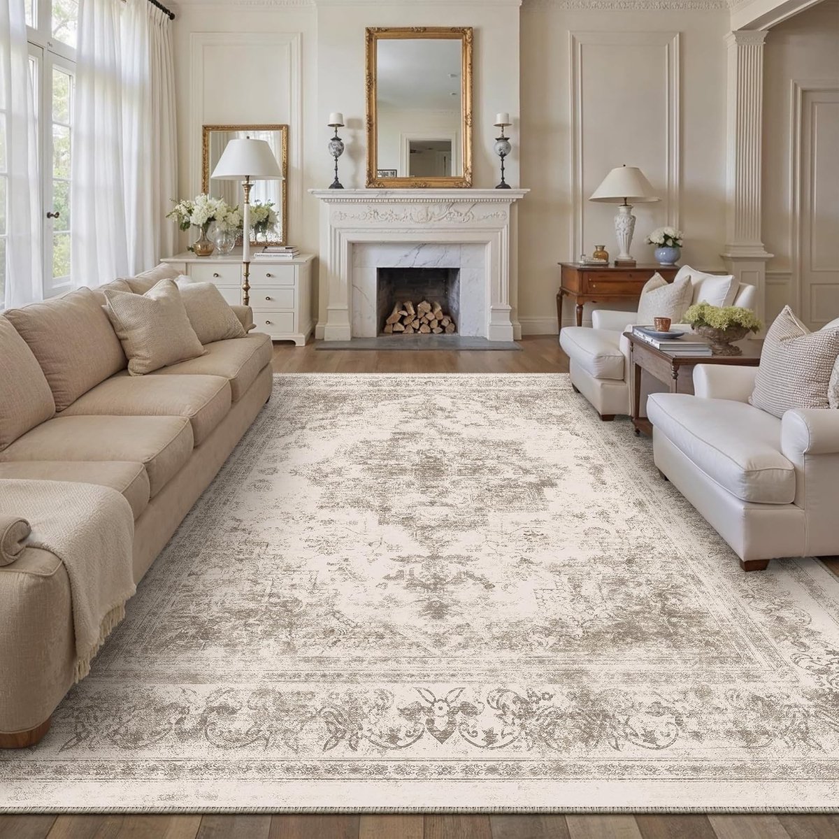Buitenkleed 300x400 - Taupe - 300 x 400 cm - Kortpolig Polypropyleen Tapijt met Antislip Bodem - Voor Binnen en Buiten