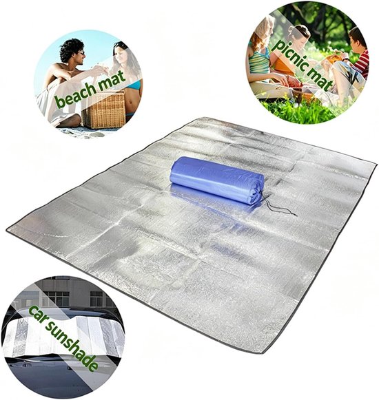 Kampeermat - Slaapmat Vloermat - Buiten kamperen - Dubbelzijdig vochtwerend - 2 x 2 m - Zilver — afbeelding 5