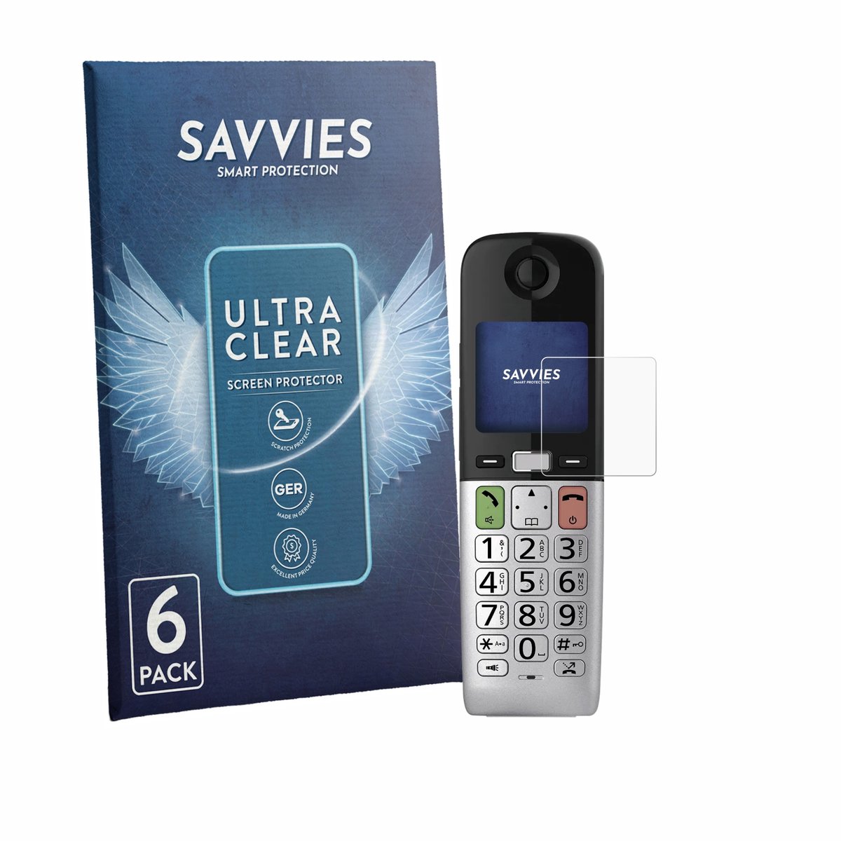 Savvies - Screenprotector voor Panasonic KX-TGU432 - Folie Beschermfolie transparant 6 Stuks