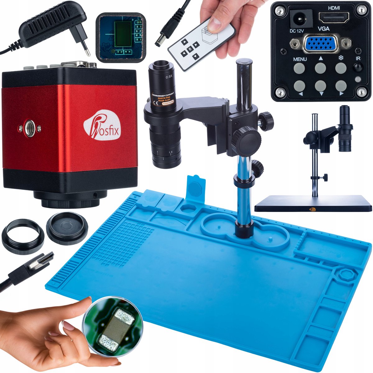 Rosfix Microscoop Earth Pro MCEP-0.5X Set - Digitale Microscoop met Draco Red Pro KMDRP HDMI/VGA 2MP