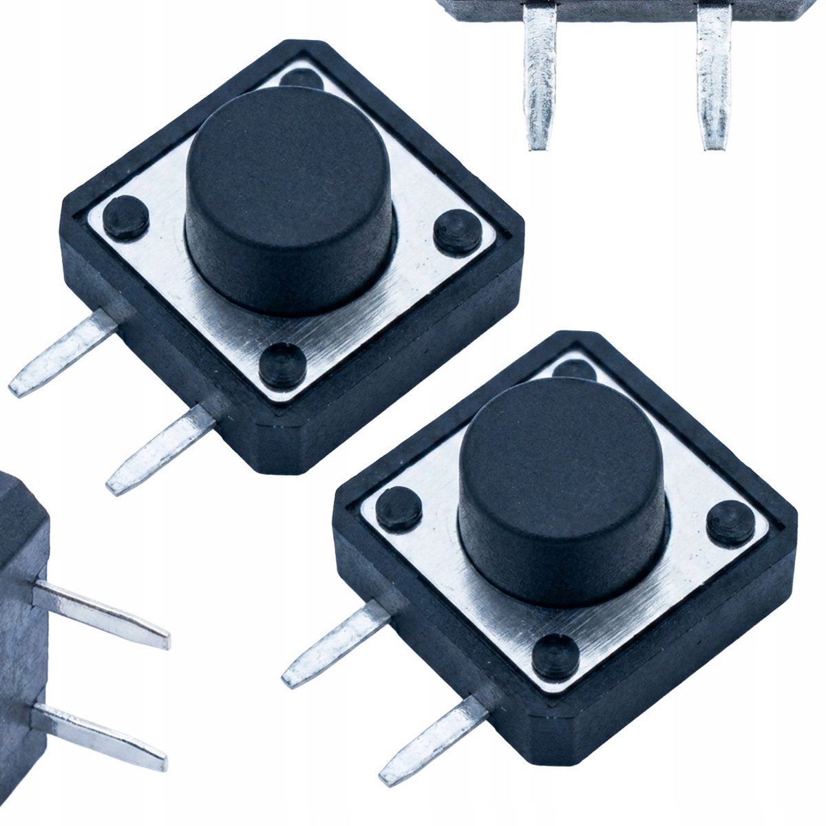 Rosfix Tact Schakelaar 12x12 Mm H7 - 2 Pin Horizontaal Monostabiel - THT Montage, 2 Stuks