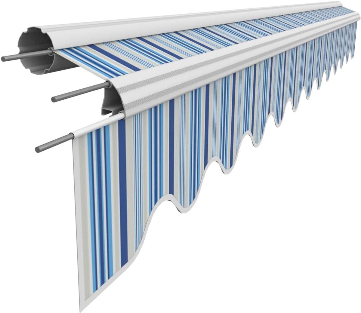 Luifelbekleding met Volant - Luifeldoek Reserve - Terras Beschermen - Waterdicht PU-Coating - 338x3m - Gestreepte