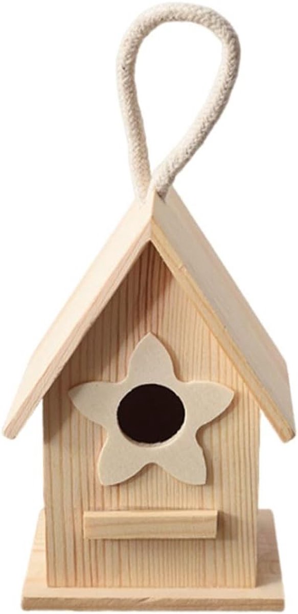 Vogelvoederhuisje Hout - Vogelhuisje Tuin - Vogels Voeren - Afneembaar Dak - 8.5 x 7.5 x 12 cm - Houtkleur