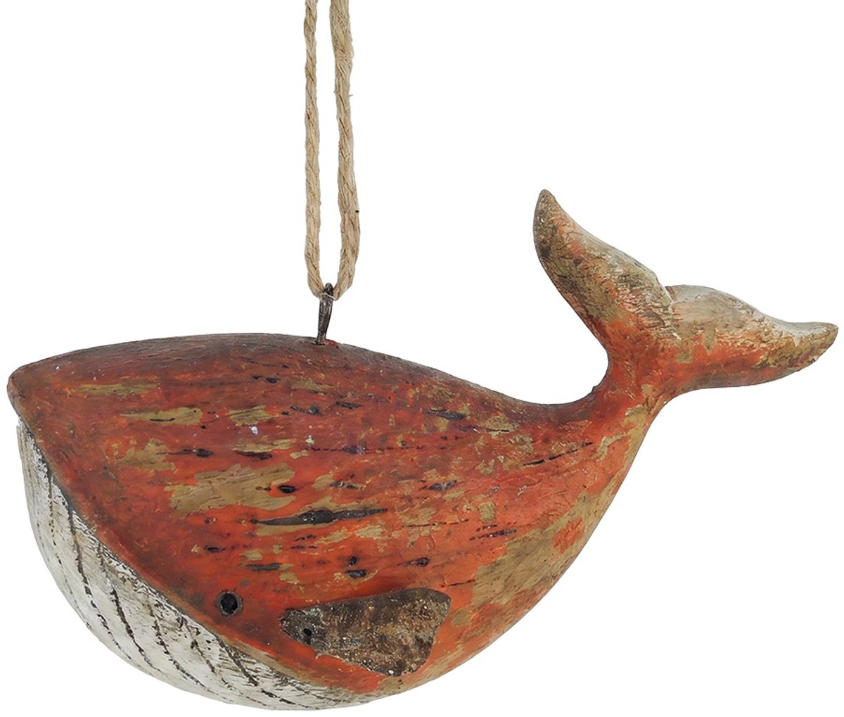 Clayre & Eef Decoratie Hanger Walvis Rood Hout