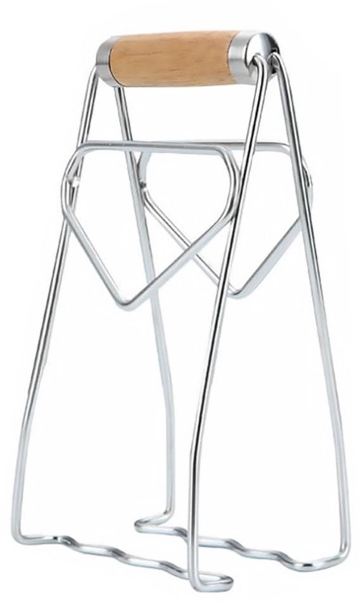 Tabletclip met Hittebestendige Bescherming - Anti-Verbranding Serviesclip - Roestvrij Staal - Houten Handvat - Antislip - Multifunctioneel Keukenhulpmiddel